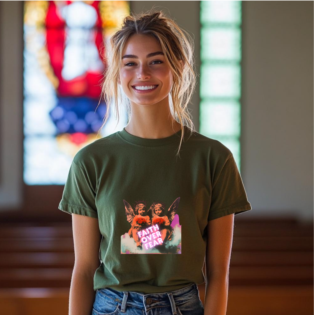 Faith over Fear Cherub Unisex T-shirt Black