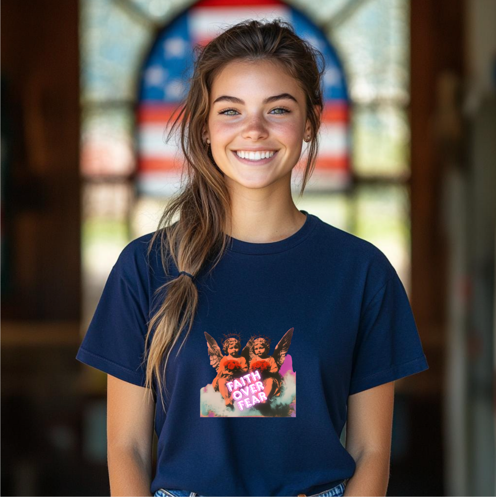 Faith over Fear Cherub Unisex T-shirt Black