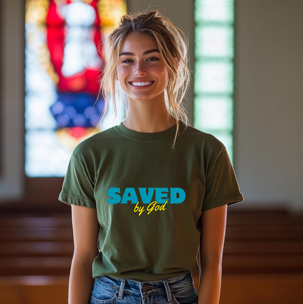 Saved By God Light Blue Logo Unisex T-shirt